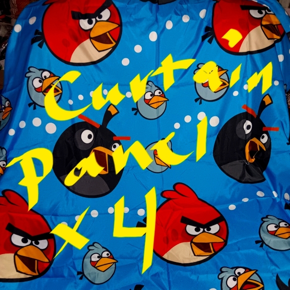 Lot of (4) Angry Bird Curtain Panels Gently Used. - Picture 1 of 1